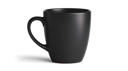 Black coffee mug on white background