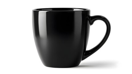 Black ceramic mug on white background