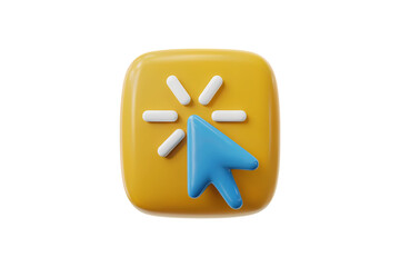 Obraz premium 3d icon illustration of Yellow cursor on the square . Isolated on transparent background, png