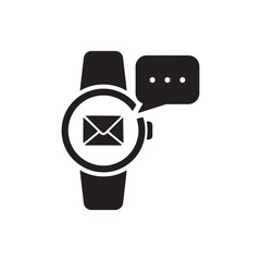 Smartwatch Message Notification Silhouette | Email Alert Watch Vector