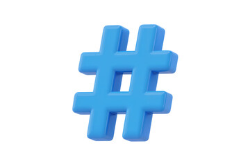Obraz premium 3d icon illustration of Blue hashtag . Isolated on transparent background, png