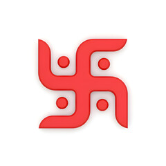 Realistic divine red Hindu Swastika symbol with four dots