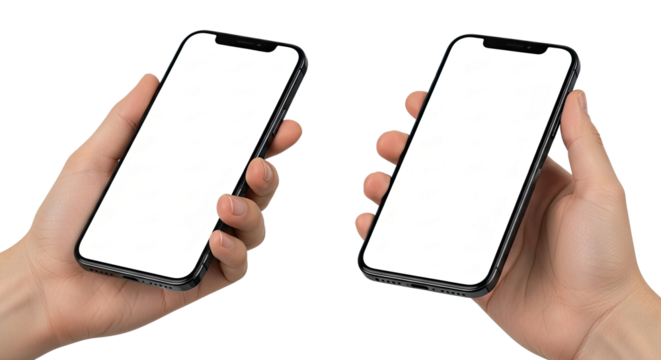 Mockup smart phone isolated Transparent screen and PNG High quality Image for Infographic Business web site design app ().png