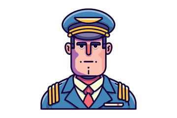 Professional airline pilot character with uniform and cap design