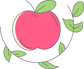 Delightful Apple with Leaves, Perfect for Healthy Eating and Natural Lifestyle Brands, A Modern and Playful Design, Originally a Scalable Vector Graphic for Versatile Use