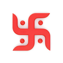 Obraz premium Divine red Hindu Swastika symbol with four dots
