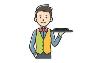 Friendly waiter serving food at a restaurant for dining experience