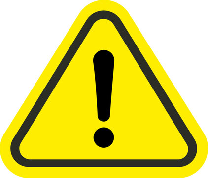Yellow triangular warning sign with alert