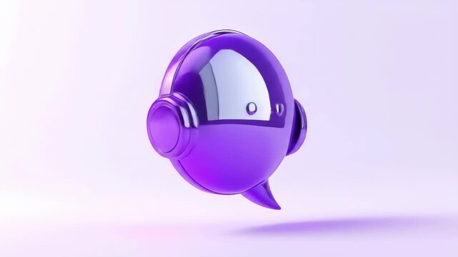 3D Chatbot Icon with Headphones Floating in Modern Minimalist Digital Space, Technology Illustration