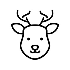 Simple line art illustration of a reindeer head a minimalist and cute design for christmas decorations, cards, and festive projects with a modern style