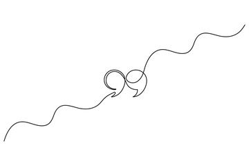Quote mark single line art with white background