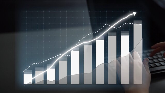 A professional representation of a growth graph featuring an ascending line and data bars, illustrating positive trends in business and finance analysis for informed decision-making. Copula - Powered by Adobe