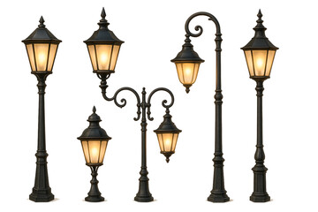 Watercolor lantern clipart bundle on transparent background