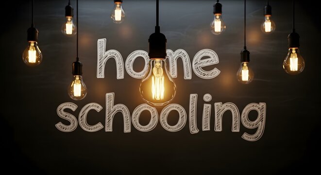 Homeschooling Concept with Lightbulbs and Chalkboard