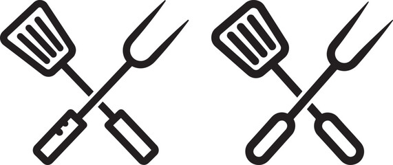 Crossed barbecue spatula and fork silhouette