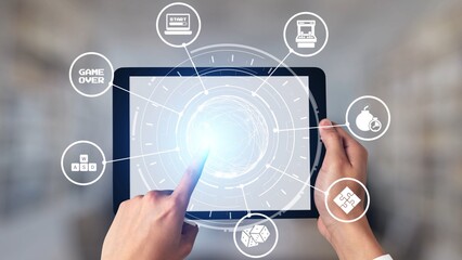 Gaming icons show online gaming, game streaming, and interactive play. Gaming supports esports, game community, and digital gaming experience. Gist