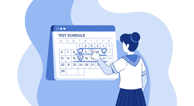 Planning And Scheduling Tests: A Student Marks The Dates On The Calendar