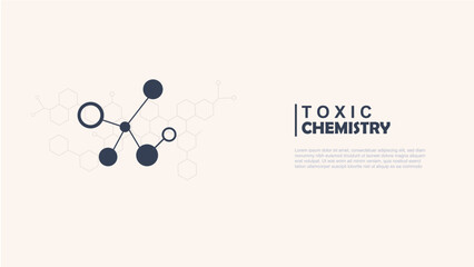 Toxic Chemistry banner. Abstract molecular structure, ideal for projects on chemical risks, hazardous substances, and scientific awareness. PFAS concept. Vector illustration