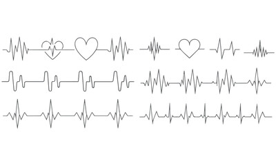 Heartbeat Line Icons – ECG, Pulse, and Heart Rate Symbol Collection .