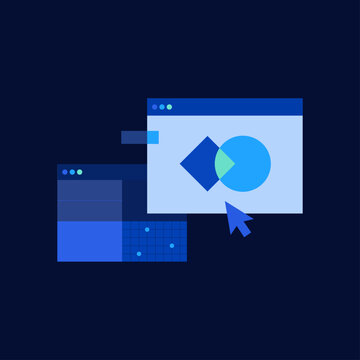 Dark-mode dashboard UI illustration