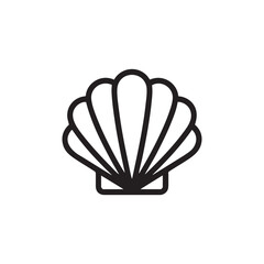 Seashell Icon Outline Symbol for Beach Ocean and Marine Design
