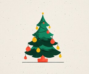 A festive illustration of a decorated Christmas tree, perfect for holiday-themed projects, greeting cards, or social media posts celebrating the Christmas season,