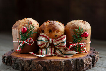 Traditional Italian Homemade Christmas Panettone Cake
