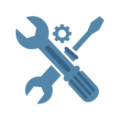 Wrench and Screwdriver Tools with Gear Icon.