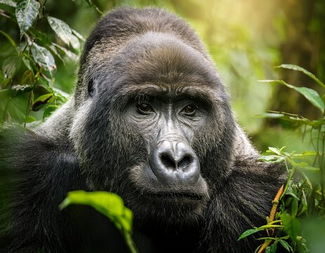 gorilla safari adventure in lush jungle landscape - Powered by Adobe