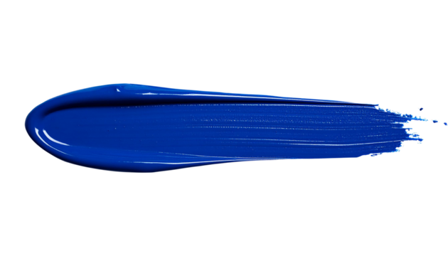 textured abstract indigo color paint stroke isolated on transparent background, png