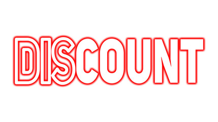 Neon Discount Sign Red Glowing Outline Typography for Shopping, Discount, Cyber Monday and Holiday Offer Online Marketing Advertisement Promotions transparent Background