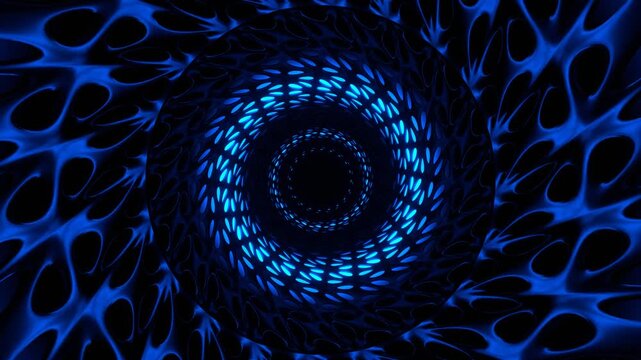 Blue Neon Light in Grate Tunnel Background VJ Loop in 4K