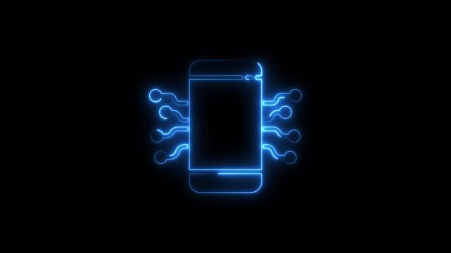Glowing neon smartphone circuitry design symbolizing technology and modern communication