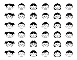 いろいろな表情の子供の顔