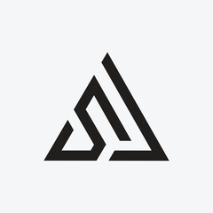 Letter SA or SJ modern minimal triangle logo