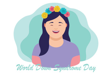 World Down Syndrome Day Joyful Portrait Vector