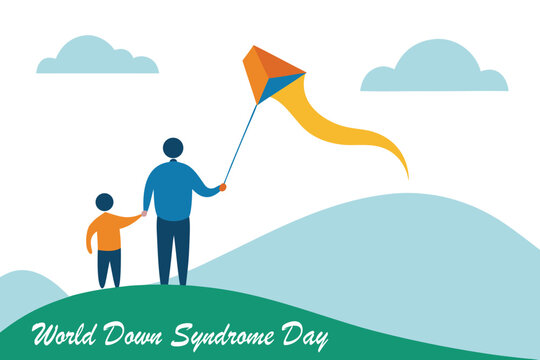 World Down Syndrome Day Family Kite Vector