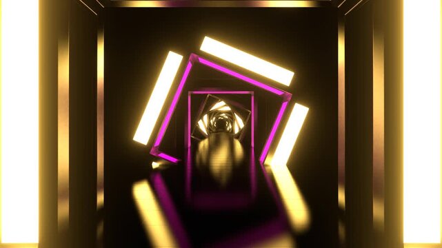 Pink and Yellow Neon Arch Corridor Background VJ Loop in 4K
