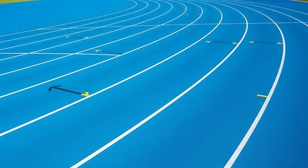 Vast Blue Running Track Lined With White Stripes Under Bright Sunlight