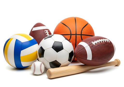 Collection of Various Sports Balls and Equipment for Active Play - Powered by Adobe