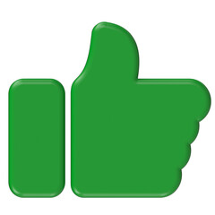 3D green thumbs up approval like gesture icon