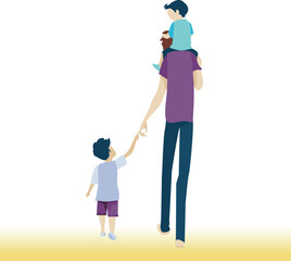 Happy Father and Son Walking Together – Family Bonding Vector Art
