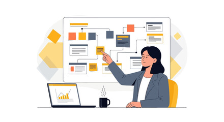 Businesswoman Explains Marketing Strategy and Planning for Project Success