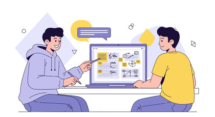 Collaborative Development: Analyzing and Discussing Visual Project Data on Laptop