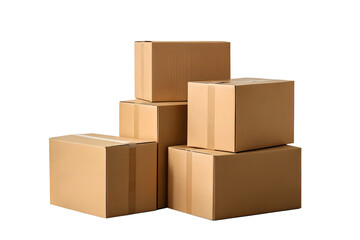 Obraz premium Group of Stacked Cardboard Boxes for Packaging, Moving, and Storage with Professional Photography Style