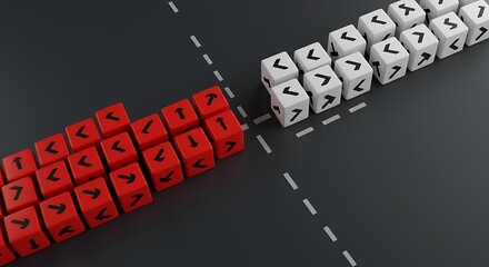 Abstract Strategy Game Concept Represented By Two Opposing Factions Of Cubes