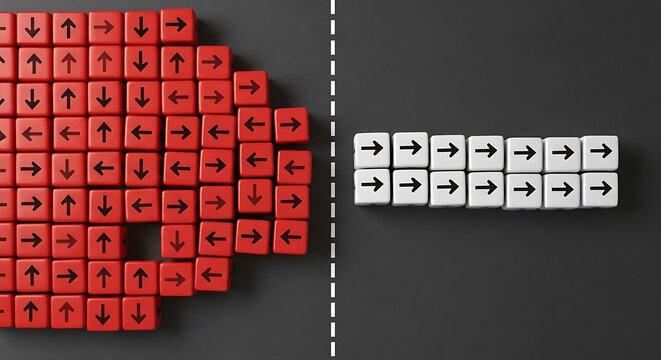 Disparate Arrows on Red and White Cubes Demonstrating Directional Contrast