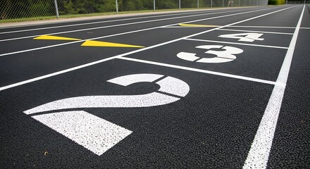 Outdoor Track Lanes Numbered for Running Races and Athletic Competition Events