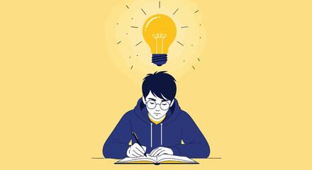 Creative Reflection: A Mind Awakens Inspiration While Capturing Thoughtful Ideas