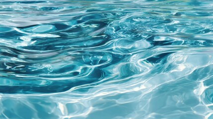 Waves gently move in a clear blue pool reflecting sunlight and creating mesmerizing patterns.